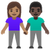 woman and man holding hands, medium skin tone, dark skin tone